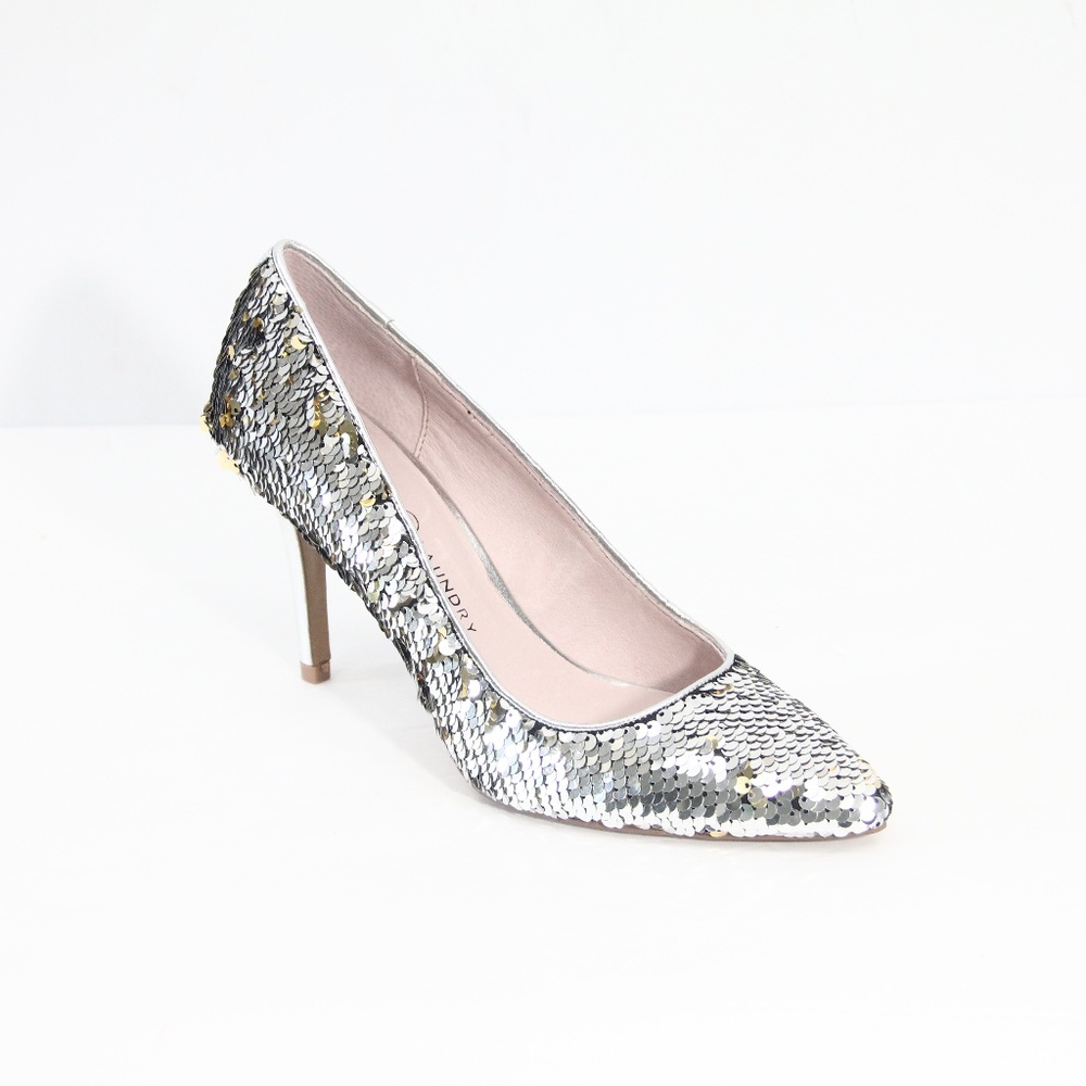 Chinese Laundry Sequin Heels New Stiletto Silver - Picture 3 of 8